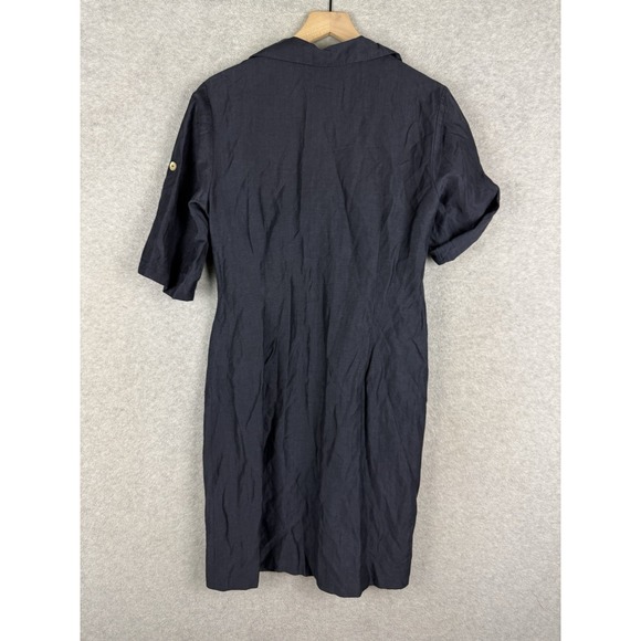 Lafayette 148 Dress Womens 10 Blue Linen Wool Beach Nautical Preppy Party - Picture 7 of 11